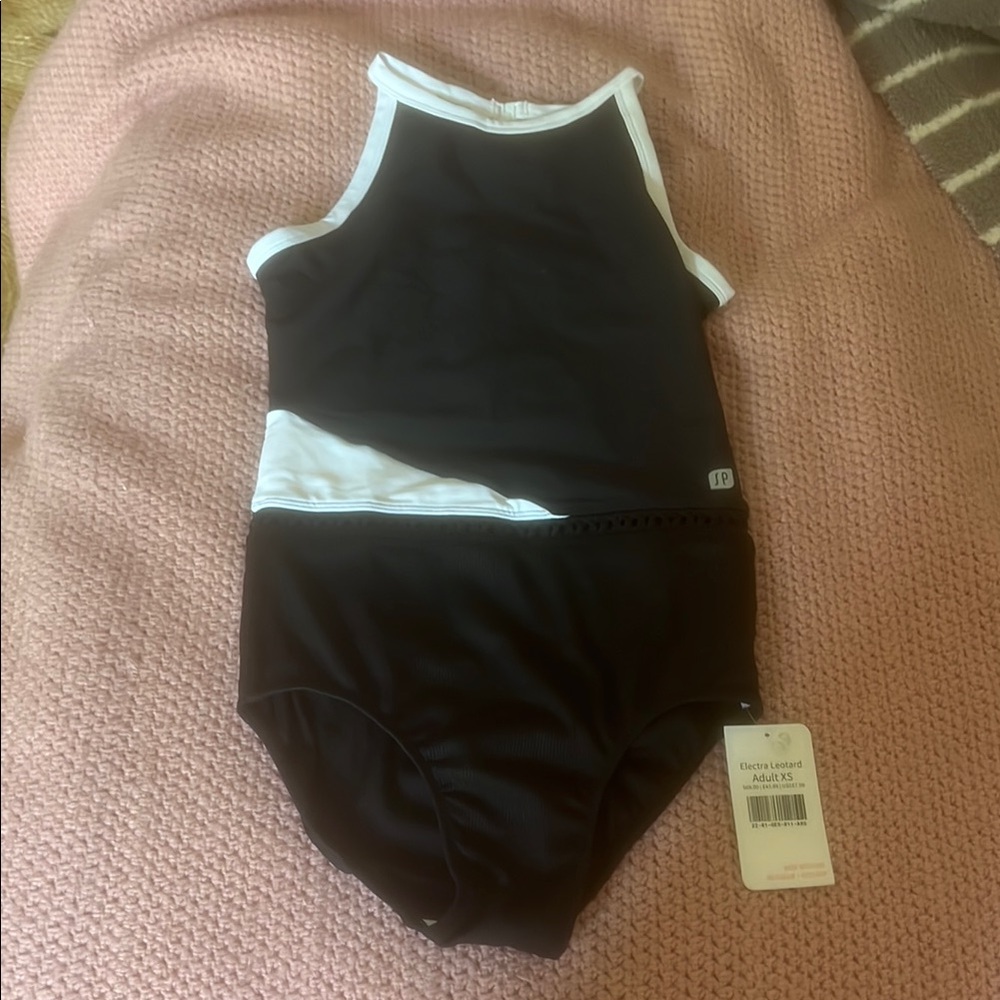 Sylvia P Black and White One Piece leotard Sporty Design